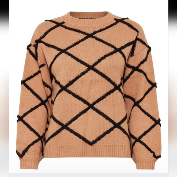ICHI Sweaters - ICHI filia diamond sandy dunes women's sweater size S